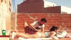 Play Fucworld-beater below the summertime sun on the rooftop adr0465