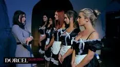 Play Impressive drunken revelry with 4 bosomy housemaids
