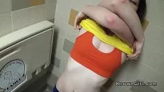 Play Red-header adolescent spanged publicly public toilet pov