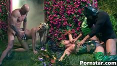 Play Cosplay group sex orgy starring krissy lynn and other fine models
