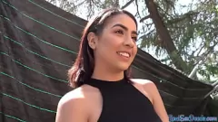 تشغيل فاتنة Latina يحصل على لذيذة بوف في الهواء الطلق نقدا نقدا